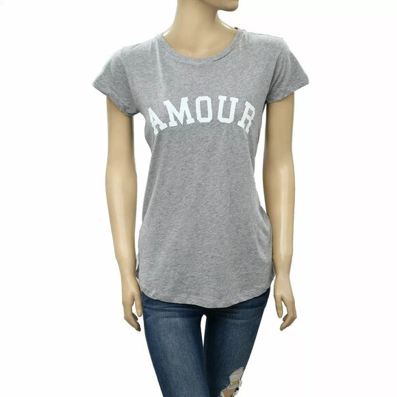 Zadig & Voltaire Skinny Amour PR Printed T-Shirt Top Graphic Gray XS NWT 278280 - Picture 1 of 6